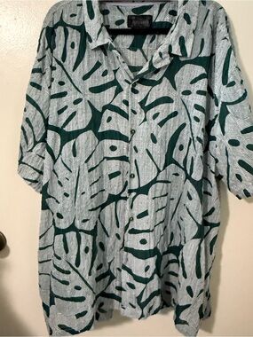 5X Good Vibes Green Floral Button Down Shirt
